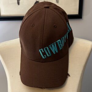 Cowboyville Brown Baseball Cap with Blue Embroidery